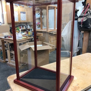 Wood and Glass Display Case for Statues, Dolls, Hierlooms, Vases, Models, Crystal Figurines - Bloodwood (other exotic woods available)