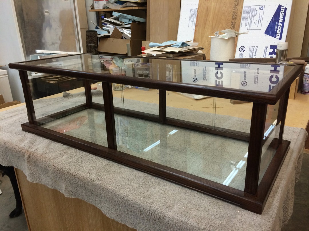 Commercial Display Case for Collectables Walnut Case/w 1/4 Inch Glass