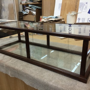 Commercial Display Case for Collectables -- Walnut Case/w 1/4 Inch Glass Bottom and Sliding Doors (other exotic wood options available)