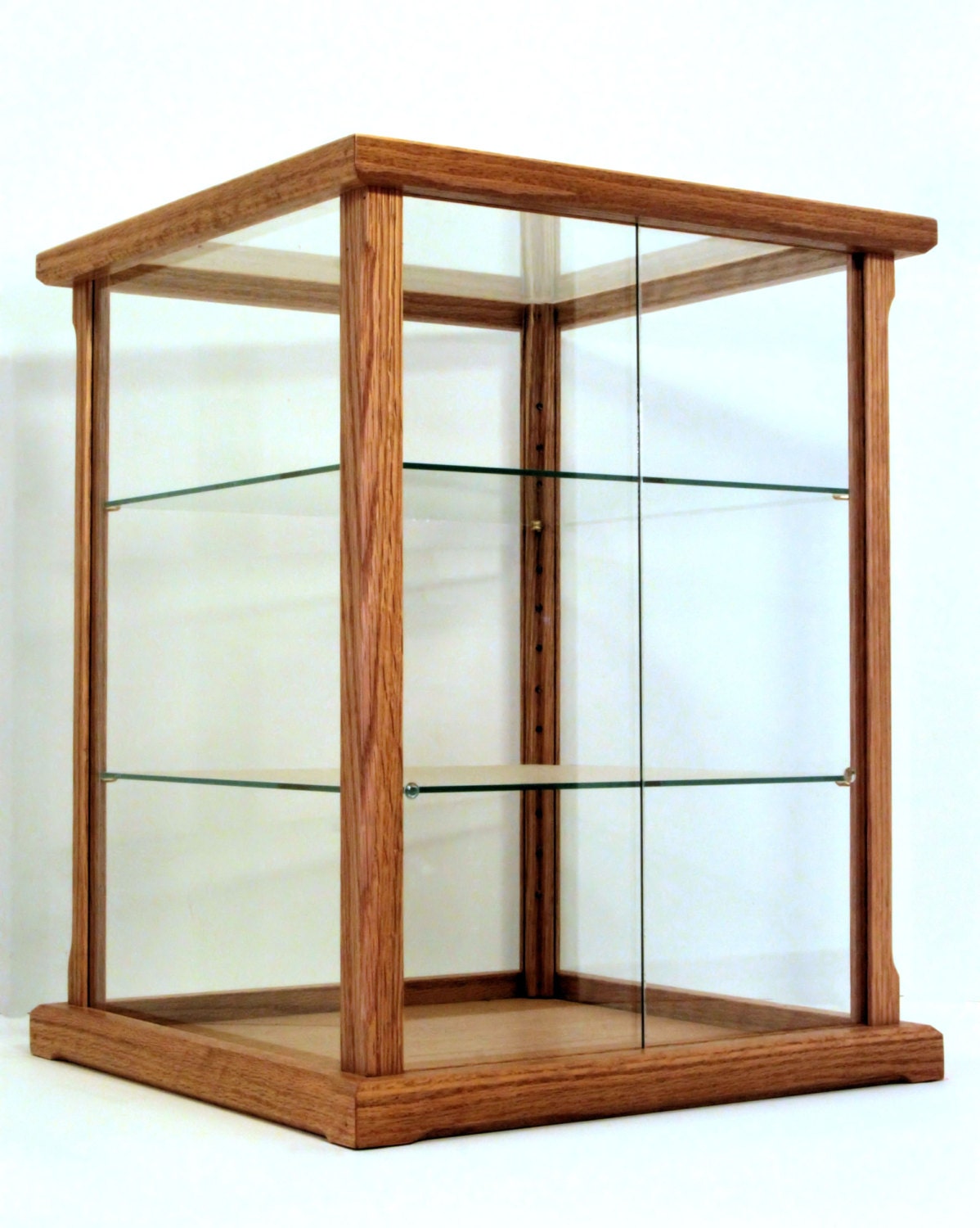 Wood and Glass Display Case for Models, Crystal, Figurines Oak mahagony