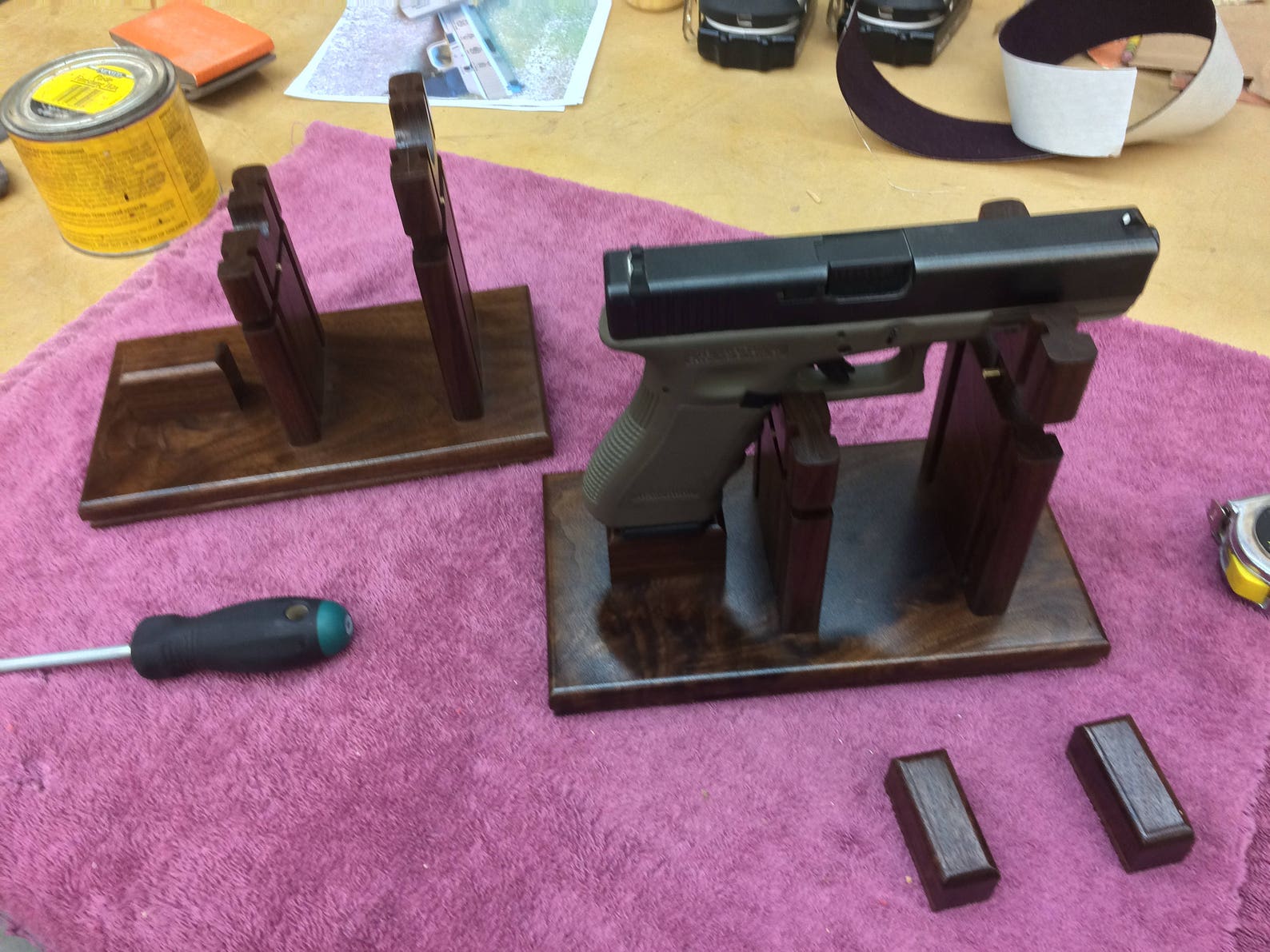 Walnut Pistol/gun Display Case Wood and Glass W/custom Trim Package