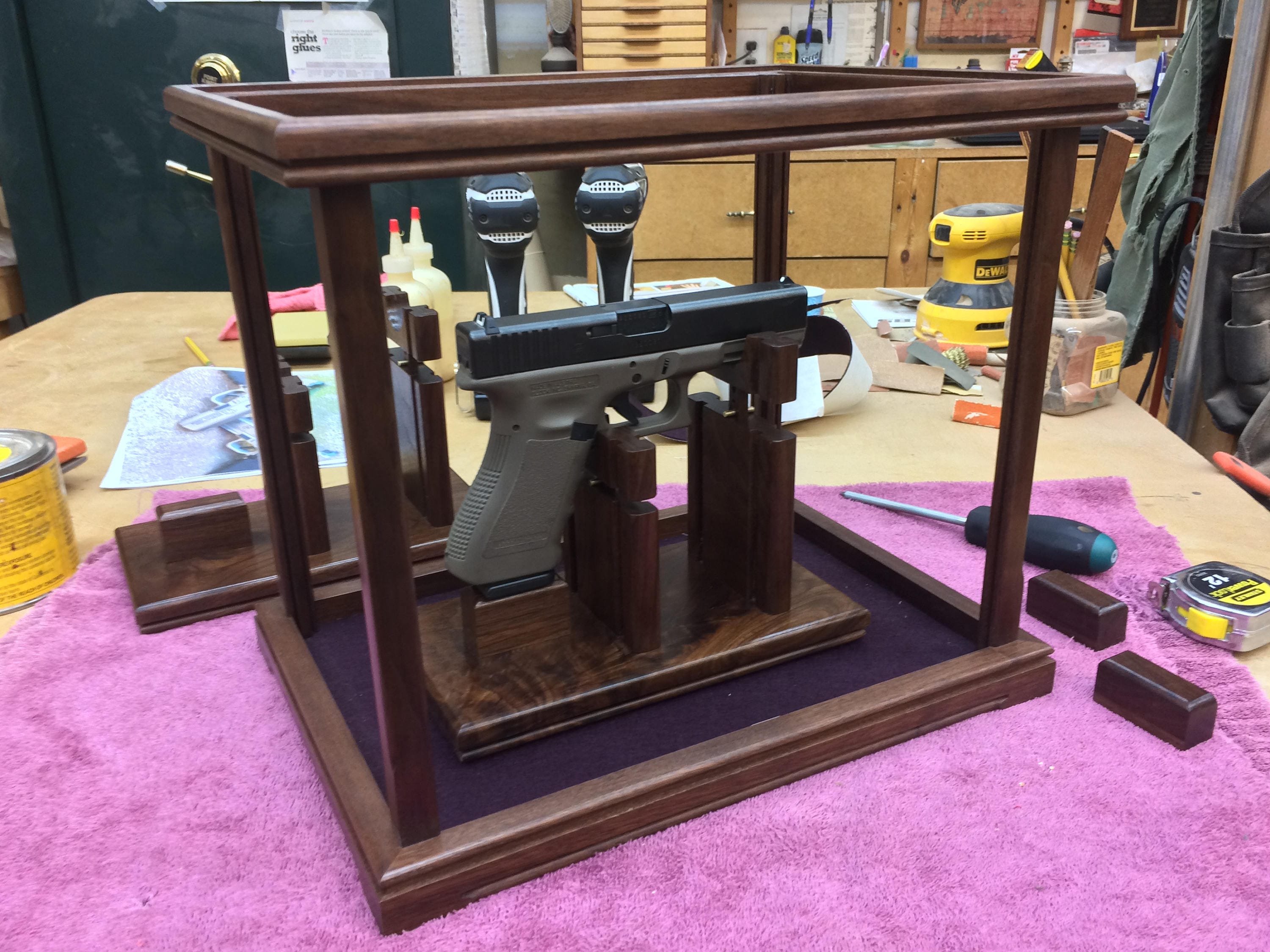Walnut Pistol/gun Display Case - Wood and Glass W/custom