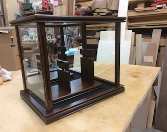 Pistol/Gun Display Case Wood and Glass - Bolivian Rosewood - Case Only - Stand Sold Separately - Case is Available in Other Woods