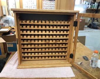 Wood and Glass Magazine Display Case - Red Oak Holds 130 Luger Magazines (Other Woods Available)