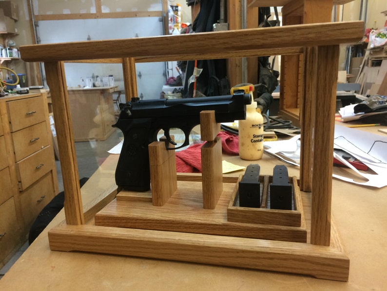 Pistol/gun Display Case Wood and Glass Red Oak Case Only Stand Sold