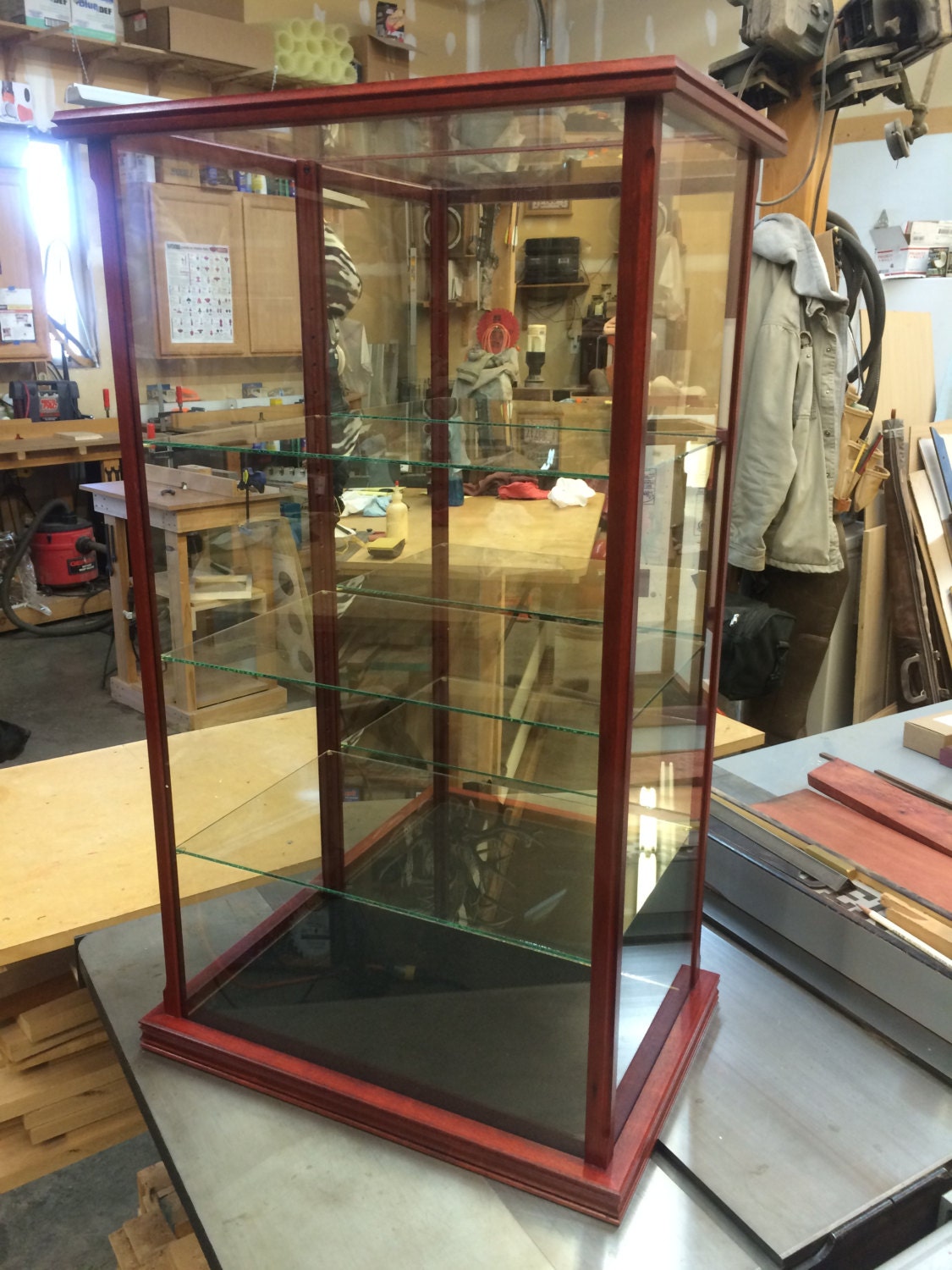 Wood / Glass - Display Case for Collectables -- Blood Wood