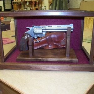 Pistol/Gun Display Case Wood and Glass - Walnut - Case Only - Stand Sold Separately - Case is Available in Other Woods