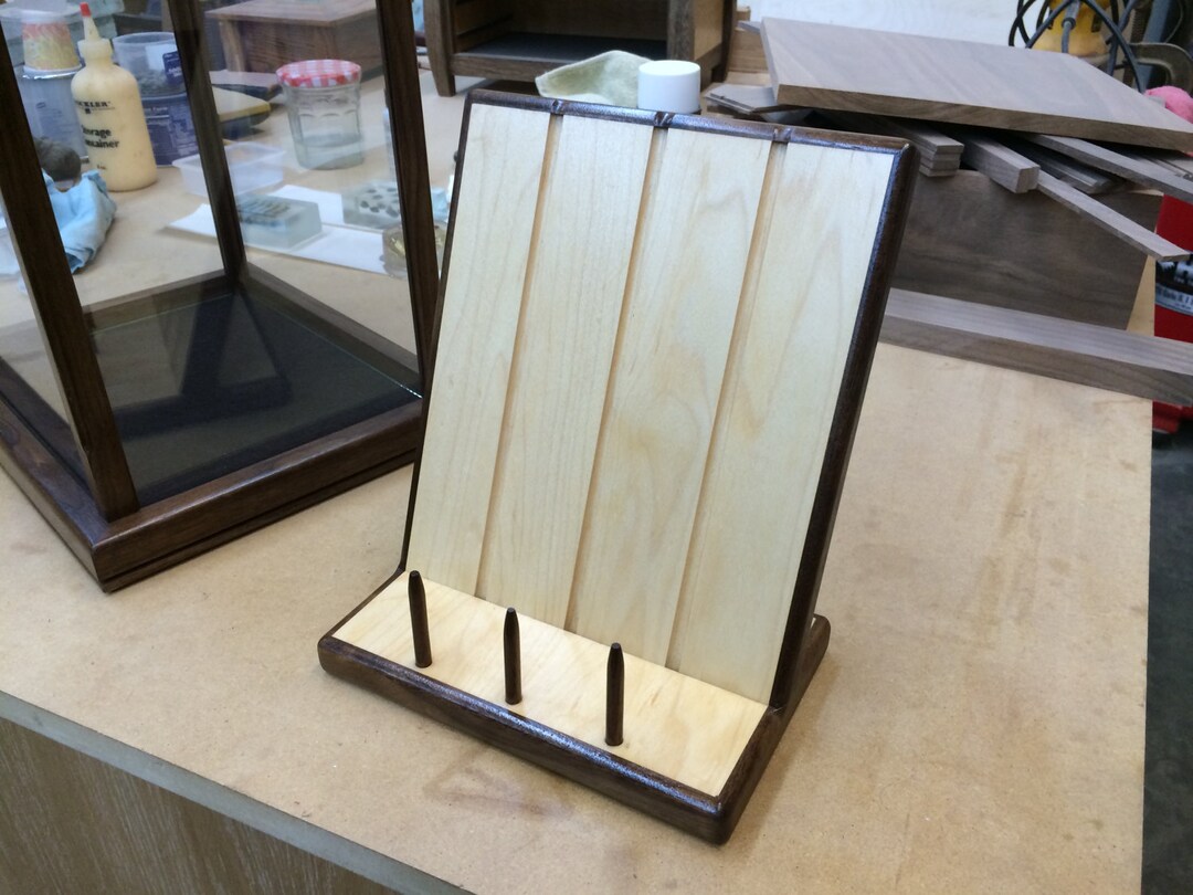 Rare Book / Document Display Case Wood/glass With Stand Walnut/maple