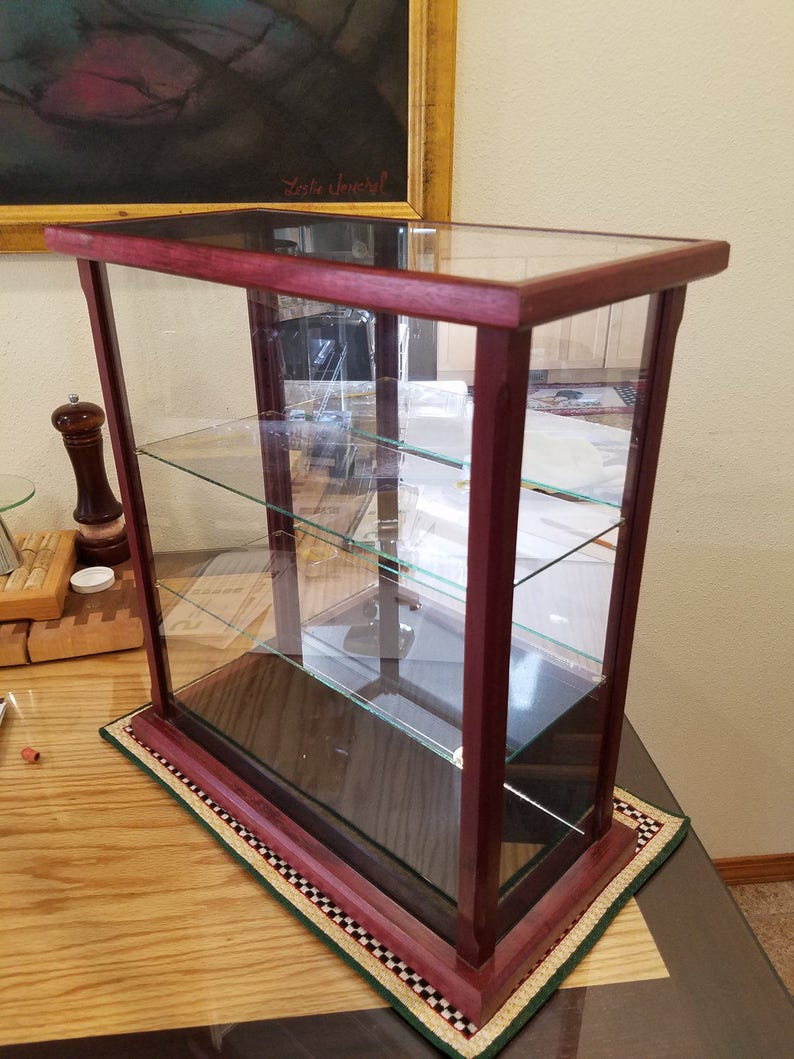 Wood / Glass Display Case for Collectables Purple Heart Etsy