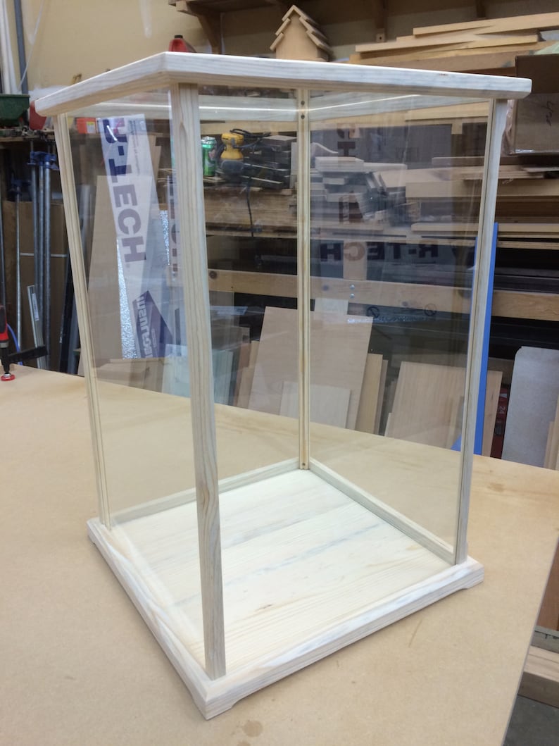 Wood & Glass Display Case for Dolls, Statues, Vases, Figurines