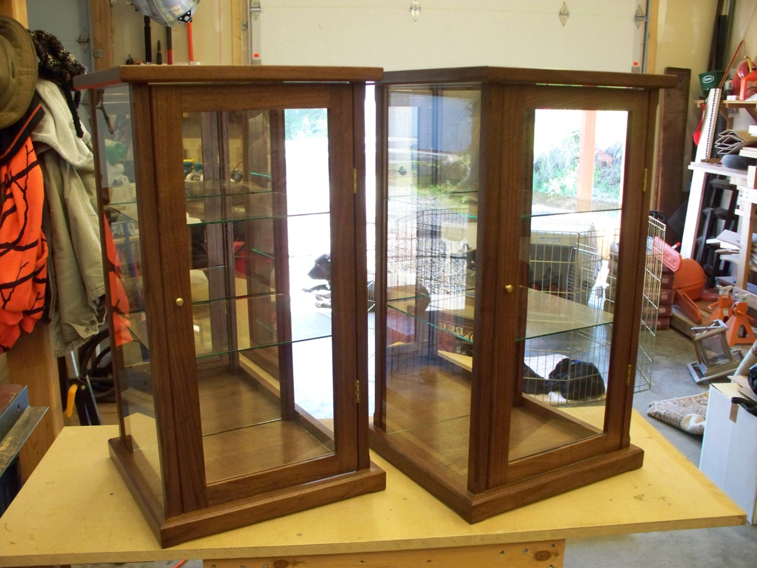 Wood and Glass Display Cases Matching Set of Two for - Etsy