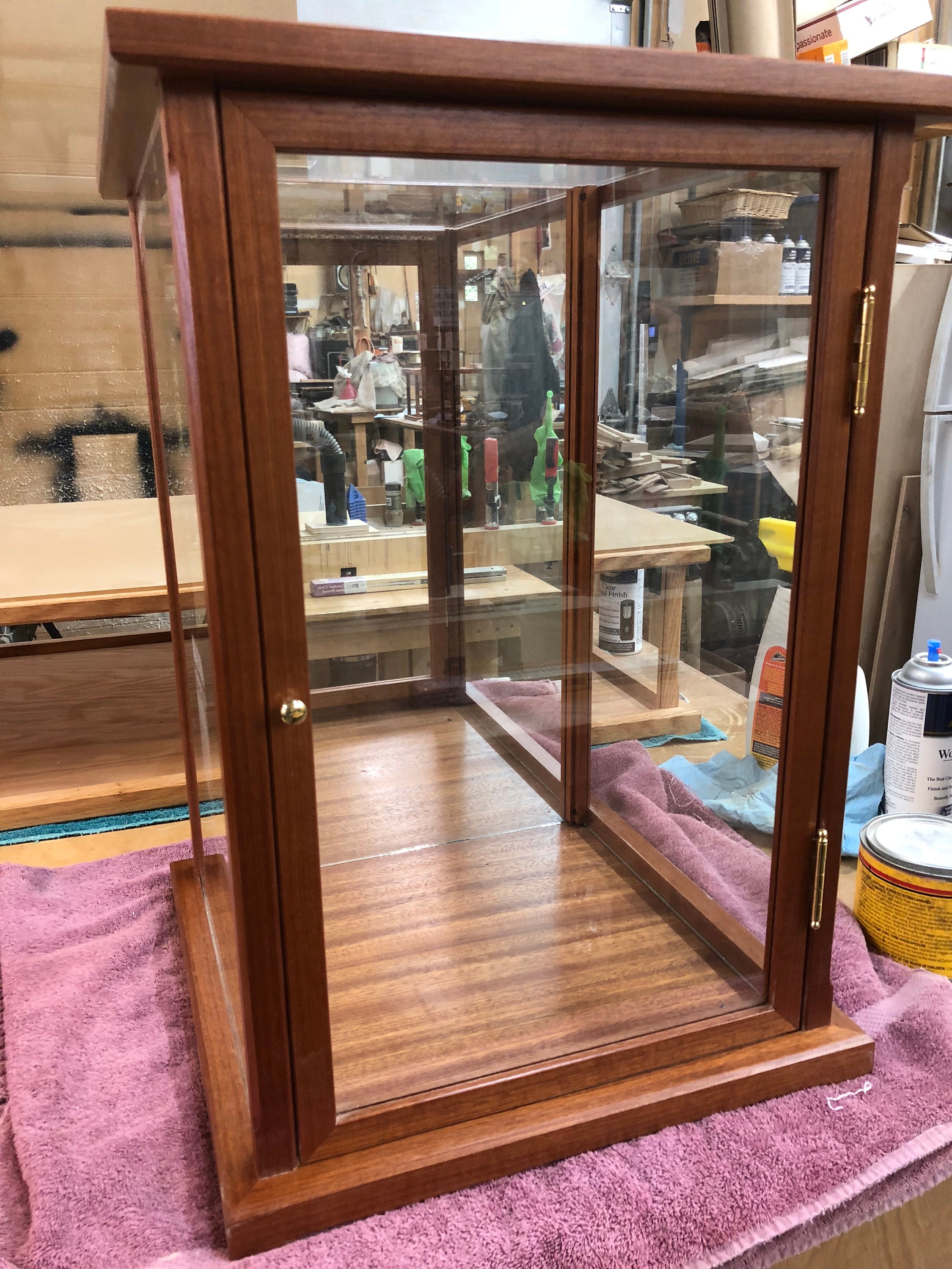 Wood glass doll display cases deals