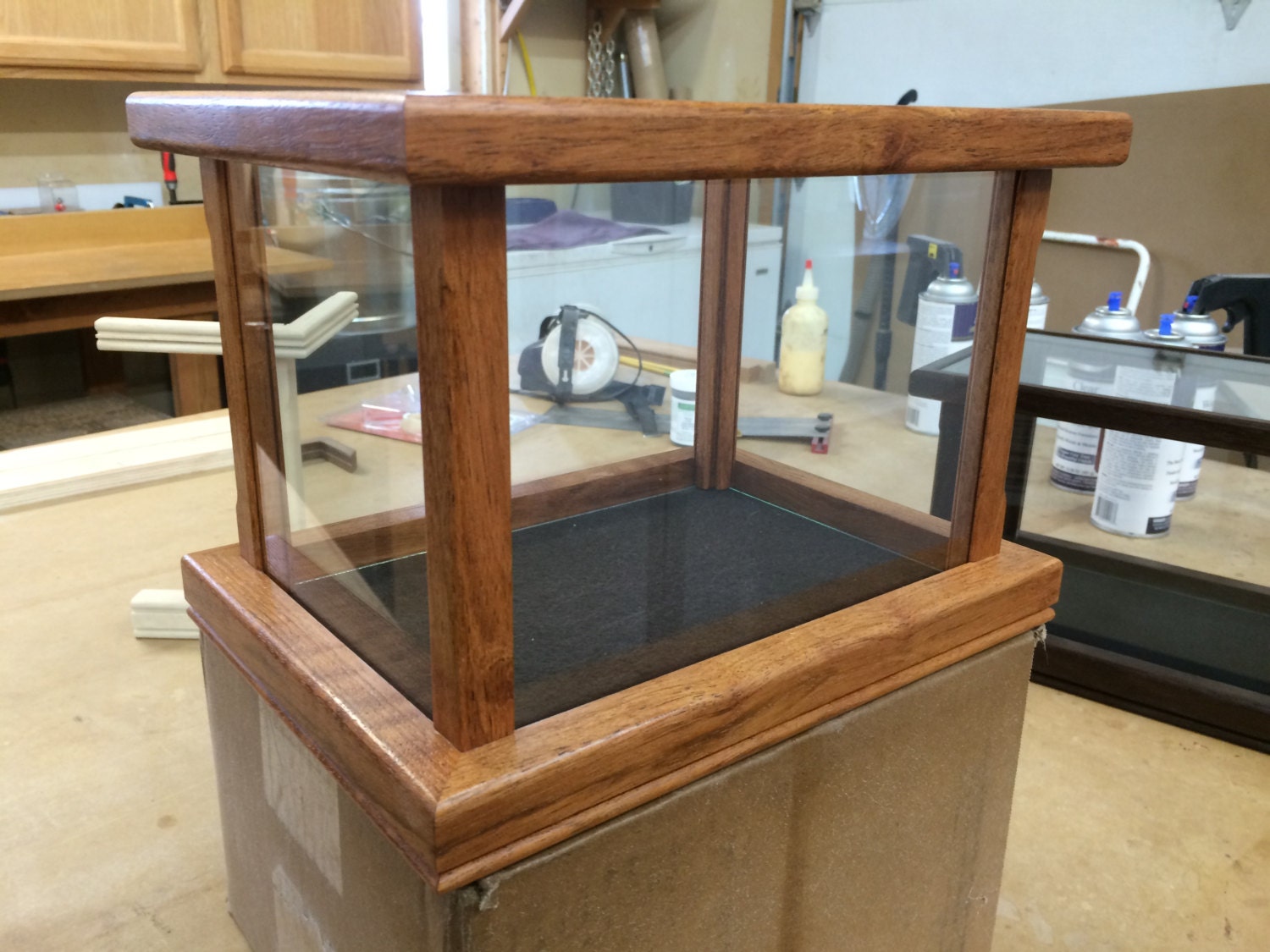 Wood / Glass Display Case for Small Replica Collectables Asian Merbau