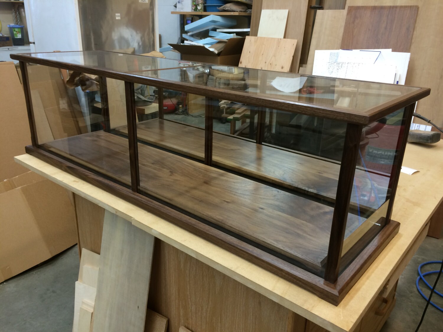 Commercial Wood and Glass Display Case / Models, Swords, Rifles Walnut