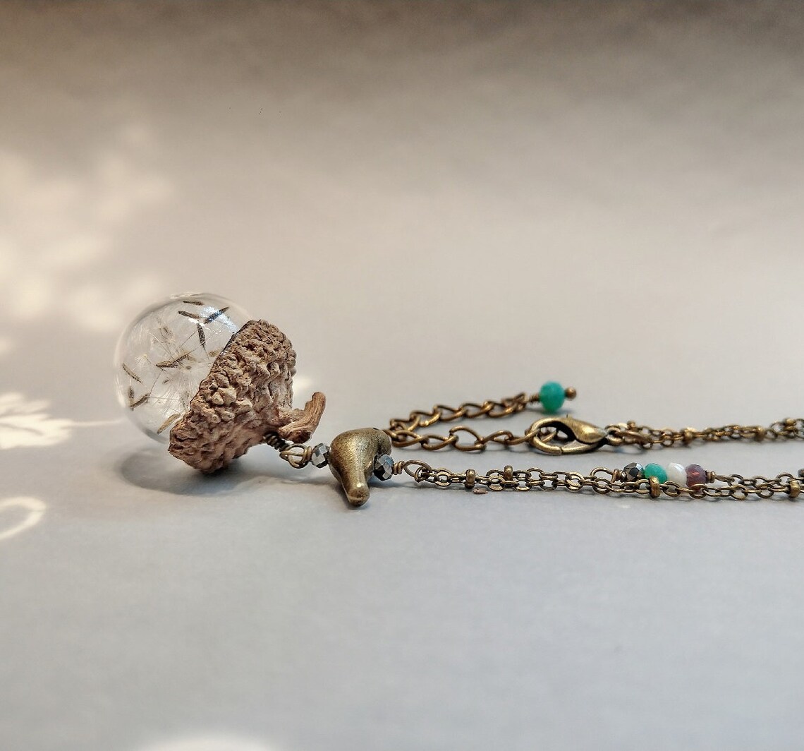 Real Dandelion Glass Globe Necklace Dandelion Wish Necklace Etsy