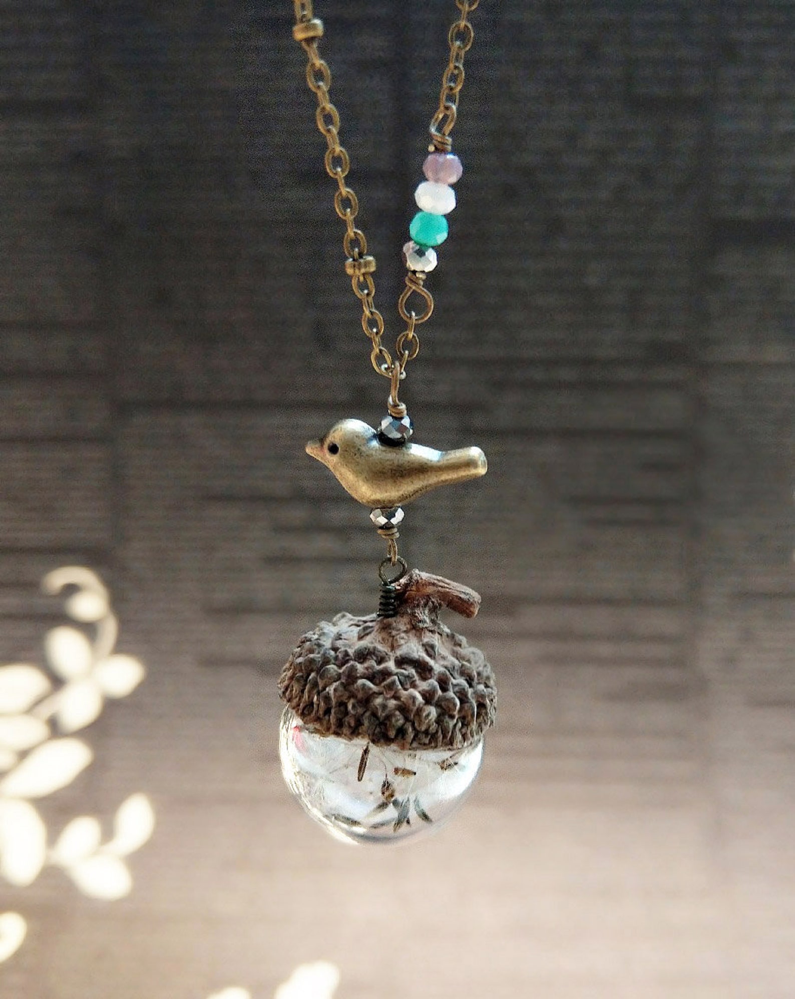 Real Dandelion Glass Globe Necklace Dandelion Wish Necklace Etsy