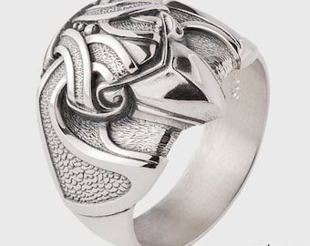 Anillo de cuervo de Odín en plata de ley 925, anillo nórdico de cuervo de Odín, anillo vikingo Huginn Muninn, joyería de mitología escandinava para hombres y mujeres.