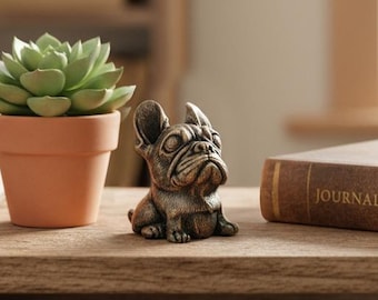 Bronze French Bulldog Figurine, Miniature Dog Sculpture, Handmade Bronze Statue, Collectible Dog Figurine, Gift for Dog Lovers, Desk Decor