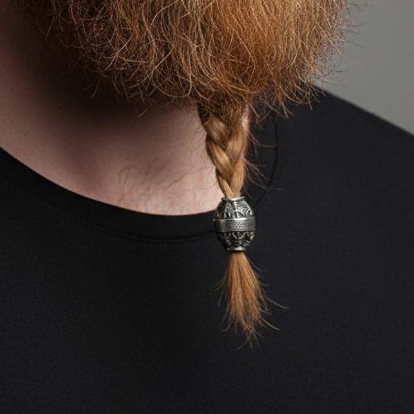 Silver Viking Beard Beads, Handmade Celtic Dread Beads, Scandinavian Hair Accent, Norse Runes Dreadlock Beads, Hair Wrap Accessories