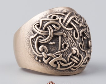 Anillo del Árbol de la Vida de Yggdrasil, anillo de bronce con nudo nórdico, símbolo de fuerza y equilibrio, anillo llamativo para hombres y mujeres, anillo vikingo de ceniza de Yggdrasil.