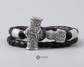 Viking Bracelet with a Thor 39 s Hammer - Norse Wristband Mjolnir for Men Women - Scandinavian Viking Jewelry 001-487