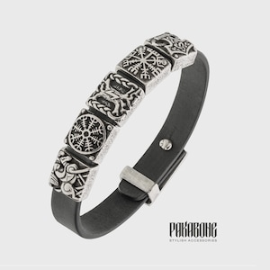 Wikinger Bettelarmband - Charm ist ein Kunstwerk mit Magischen Symbolen/Charakteren/Szenen aus der nordischen Mythologie - Einzigartiger nordischer Schmuck - 001-316