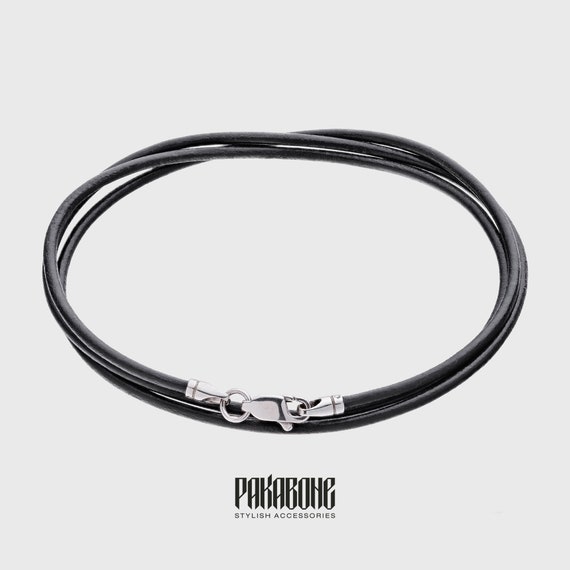 Necklace Genuine Leather Cord for Pendant with a Silver Clasp 000-961