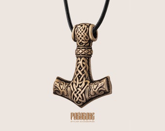 Mjolnir Pendant Size Medium - Thor&#39;s Hammer Necklace - Viking Jewelry - Viking Norse Jewelry Gift Mjolnir for Men and Women - 000-696