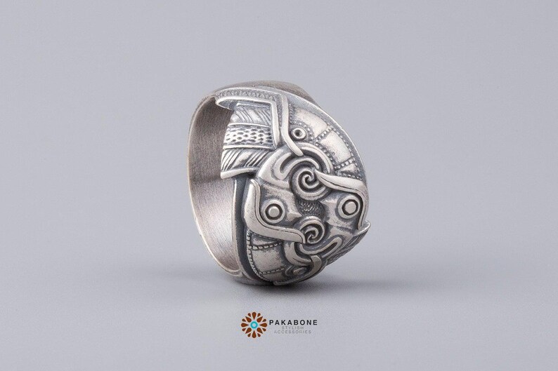 Viking Ring with Odin's Ravens Hugin and Munin Norse Mythology Viking Jewelry for Men and Women art. 001-354 image 6