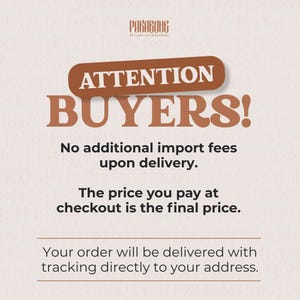 a message that reads "ATTENTION BUYERS! No additional import fees upon delivery. The price you pay at checkout is the final price. Your order will be delivered with tracking directly to your address."