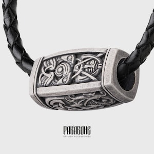 Big Bead For Pendant or Bracelet: Odin Huginn Muninn - Fenrir - Jormungand - 001-208