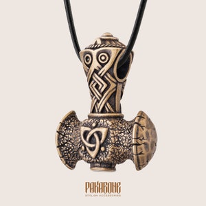 Bronze Mjolnir Pendant - Viking Jewelry - Thor&#39;s Hammer Necklace - Norse Jewelry - Mjolnir Necklace Gift for Men Women - 001-036