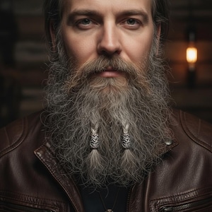 Viking Beard Bead for Men, Norse Hair Beads Bronze Silver, Yggdrasil Vegvisir Helm of Awe Thor’s Hammer, Beard Accessories for Dreads Braids