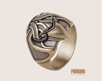 Viking Ring Odin's Raven - Norse Ring with Odin's Crow - Viking jewelry for Men Women art 001-220