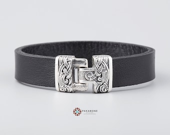 Leather Strap With Sterling Silver Clasp For Viking Bracelet Asgard - Create Yourself a Unique Viking Bracelet Asgard 001-410