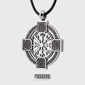 925 Silver Viking Pendant Helm of Awe Icelandic Magical Stave Norse Jewelry Double Sided Pendant Gift for Man and Women - 001-098