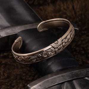 Noorse armband - Viking bronzen manchet - Noorse kunst Jelling-stijl - Viking-sieraden voor mannen en vrouwen 001-485