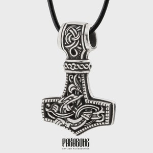 925 Silver Mjolnir Pendant - Thor&#39;s Hammer Necklace - Viking Norse Jewelry - Mjolnir Necklace Gift for Men Women - Nordic Necklace -001-877
