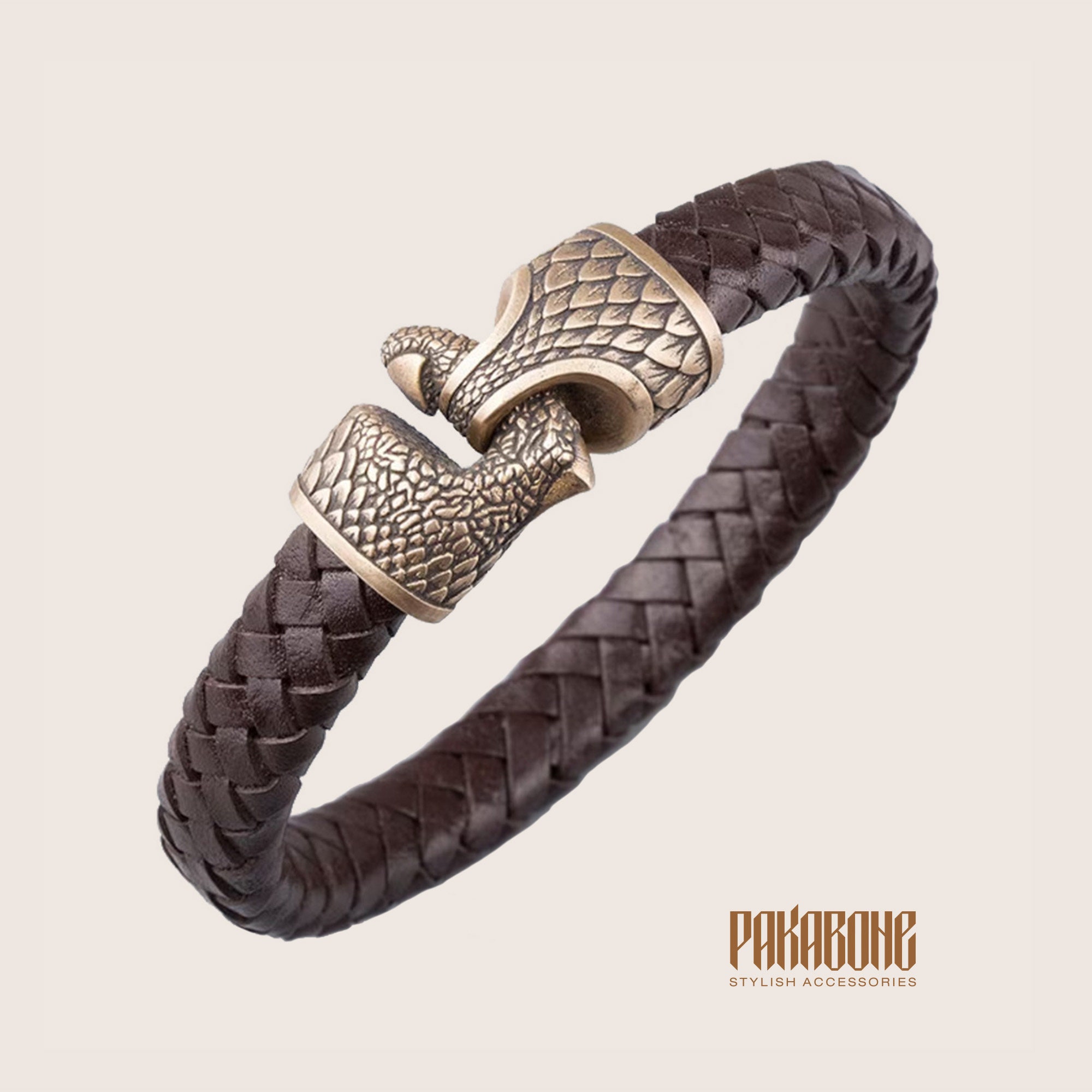 Viking Leather Bracelet with Dragon Claw Wristband with Claw of Jormungandr Armband Gift for Men and Women Him and Her Norse Jewelry 001-016