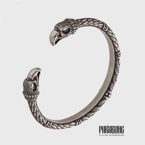 Viking Bracelet With Eagle Heads - Norse Eagle Torc - Nordic Arm Ring - Viking Jewelry for Man Woman sku 001-753