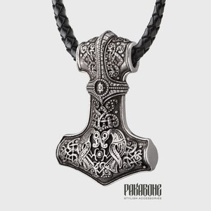 Mjolnir Pendant - Viking Jewelry - Thor&#39;s Hammer Necklace - Norse Jewelry - Mjolnir Necklace for Men Women - Ringerike Style - sku 001-026