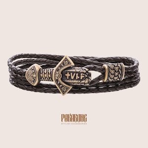 Viking leren armband met Scandinavisch zwaard Cadeau voor mannen en vrouwen Beschermingsarmband voor hem en haar Viking Noorse sieraden 001-693