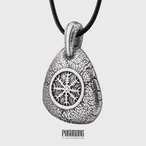 Sterling Silver Viking Pendant Helm of Awe Norse Necklace Aegishjalmur Icelandic Magical Stave Norse Viking Jewelry Gift Men Women - 001-205