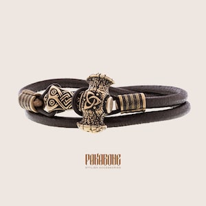 Wikinger-Armband mit Thors Hammer Geschenk für Männer und Frauen Schutz Mjölnir Armband für Sie und Ihn Wikinger Schmuck 001-047