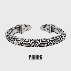 Viking Bracelet With Odin's Ravens Hugin & Munin Scandinavian Arm Ring Viking Jewelry Pewter art. 001-091 image 4