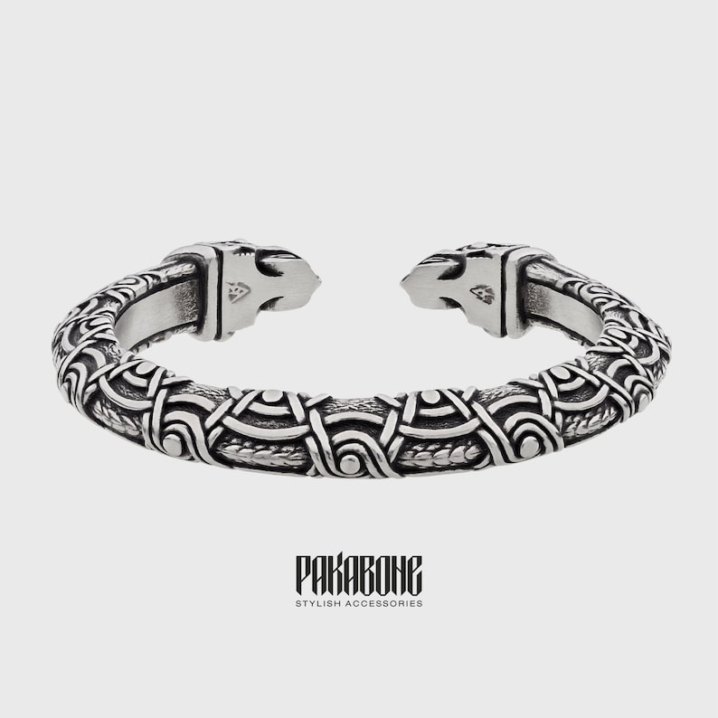 Wikinger Armband mit Odins Raben Hugin & Munin Skandinavisch Armring Wikinger Schmuck Zinn Kunst. 001-091 Bild 4