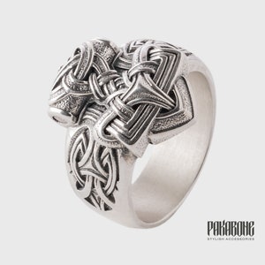 Viking Ring with a Thor&#39;s Hammer Norse Style Viking Jewelry for Men and Women art 001-457