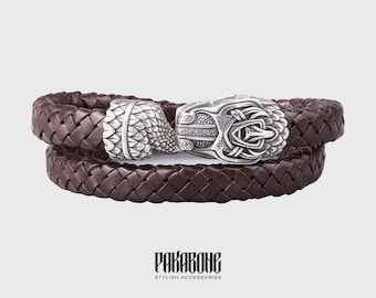 Wikinger Armband mit Weltschlange Jormungandr Geschenk für Männer und Frauen Armband Ouroboros für Ihn Her Wikinger Nordischen Pagan Schmuck 001-359