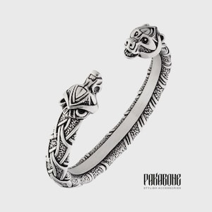 Viking verstelbare armband Warrior Berserker manchet Noorse metalen tokkelarmring met berenkoppen Vikings sieraden cadeau voor mannen en vrouwen 001-607