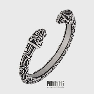 Viking Bracelet With Odin's Ravens Hugin & Munin Scandinavian Arm Ring Viking Jewelry Pewter art. 001-091